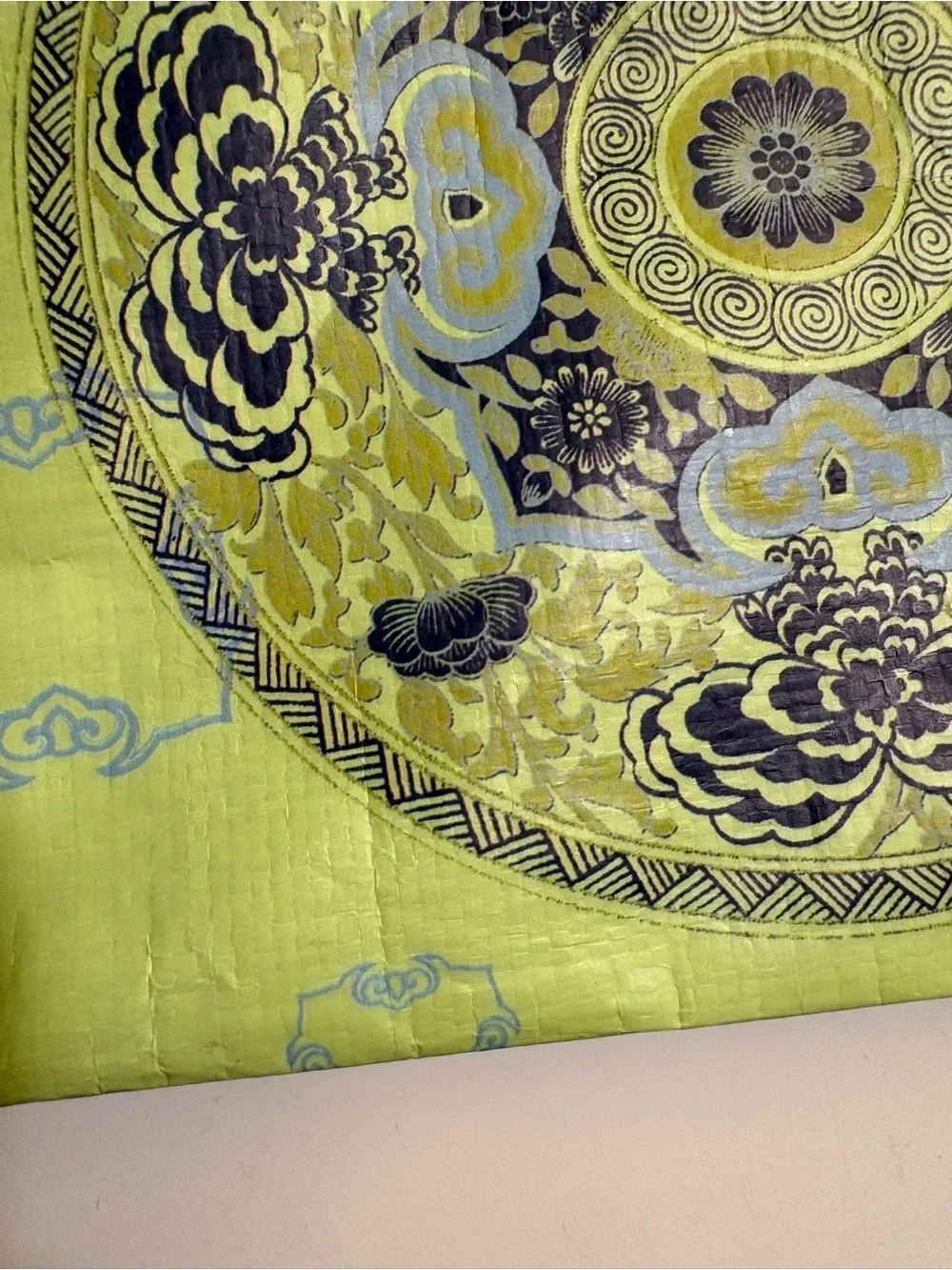 Light Green Floral Wristlet Cosmetic Pouch